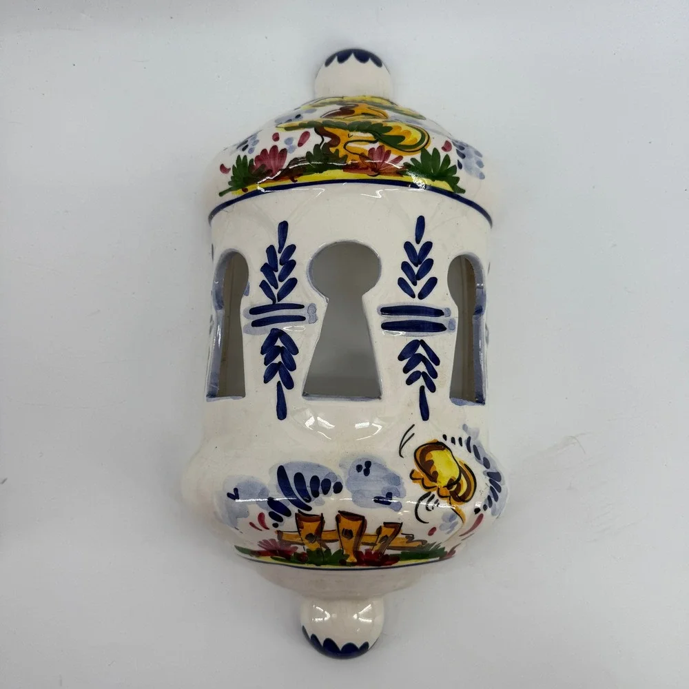 Ceramic Wall Pocket Home Decor Wall‎ Sconce White Hand Painted Mediterranean